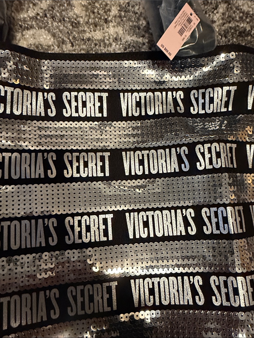 Victoria's Secret Black and Silver Sequin Logo Tote - Picture 3 of 5